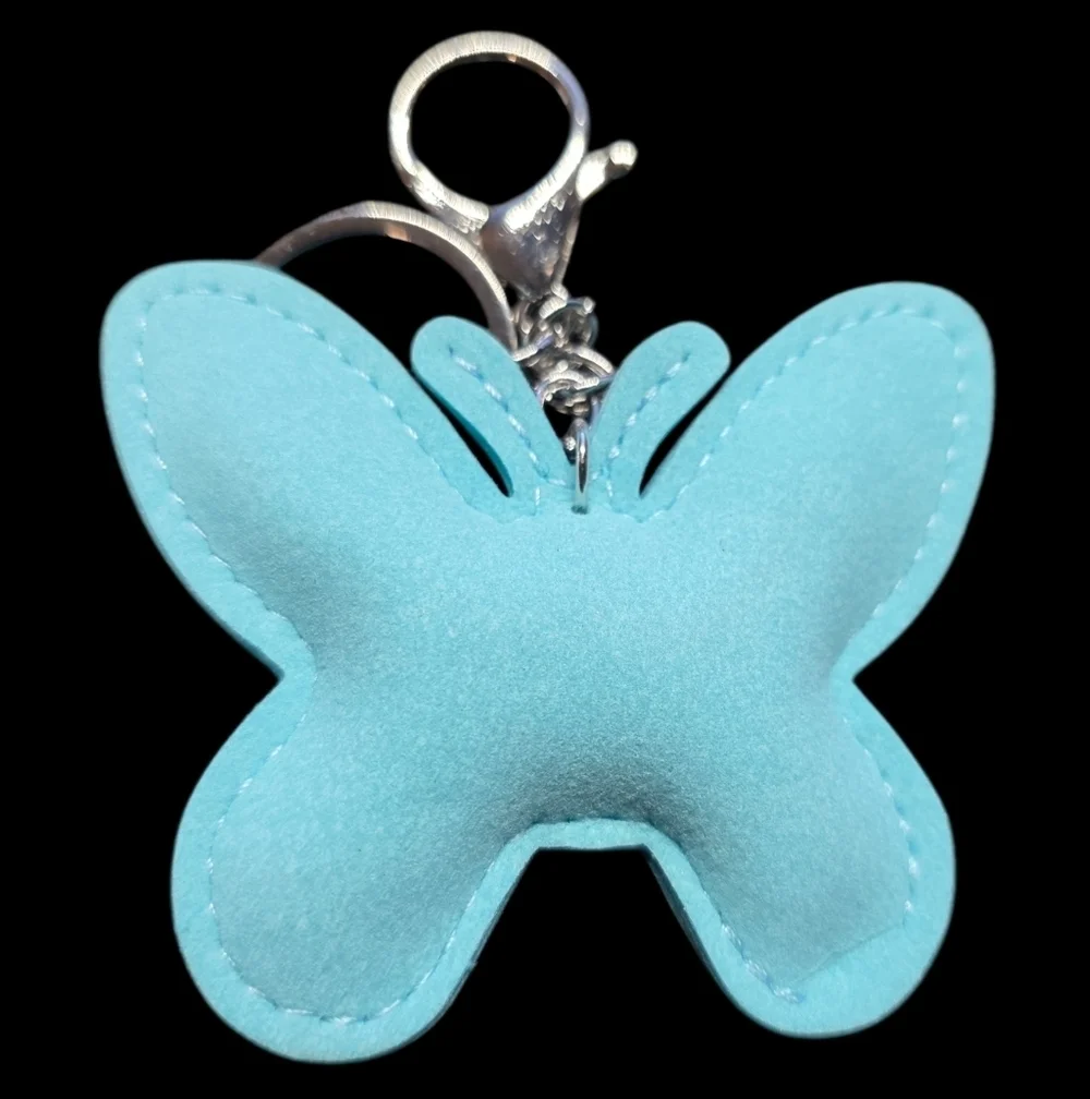 Blue Butterfly Bag Charm Keychain with Evil Eye